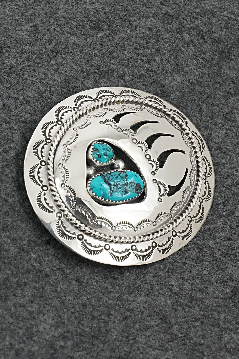 Turquoise & Sterling Silver Belt Buckle - Wilbert Muskett Sr.