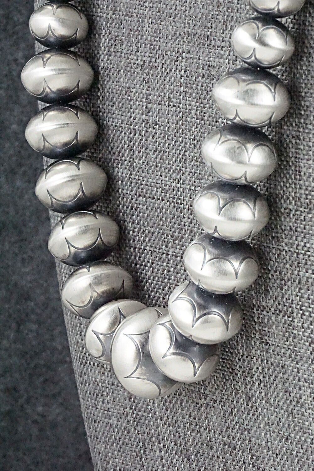 Sterling Silver Navajo Pearl Necklace 20" - Dorinda Mariano