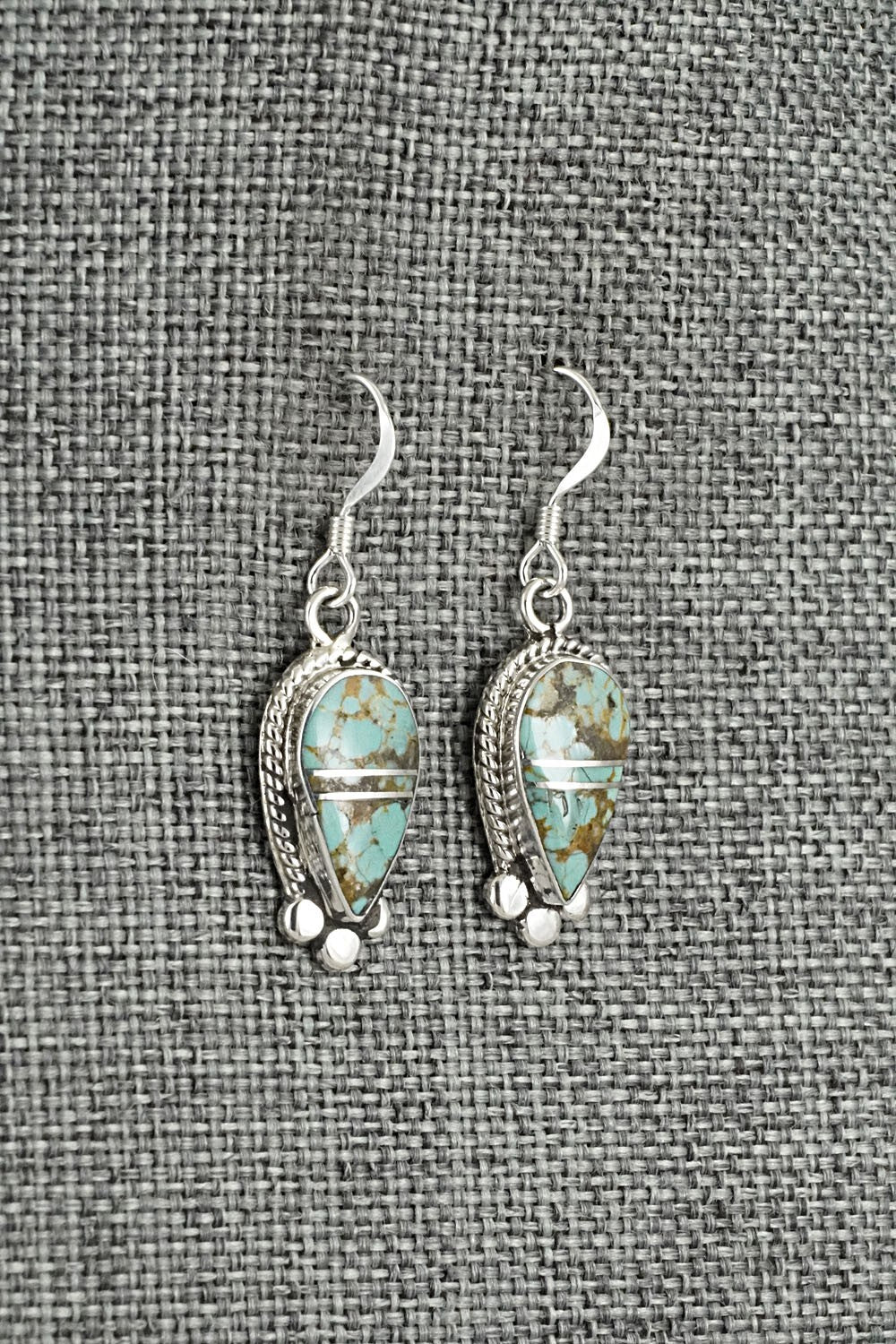 Turquoise & Sterling Silver Inlay Earrings - James Manygoats
