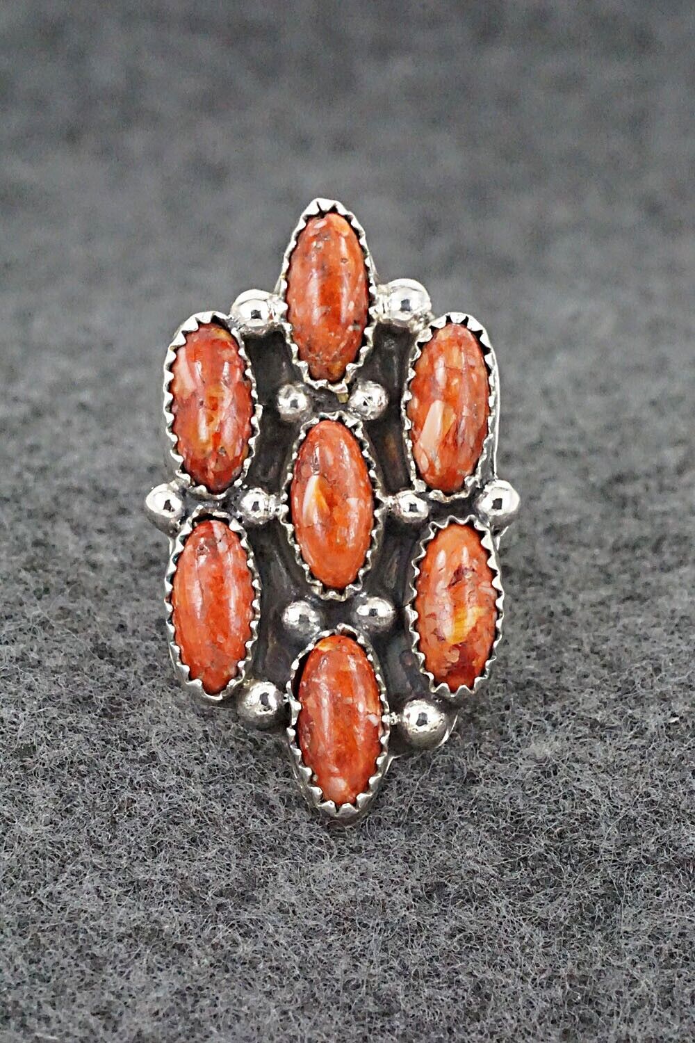 Spiny Oyster & Sterling Silver Ring - Roberta Begay - Size 7