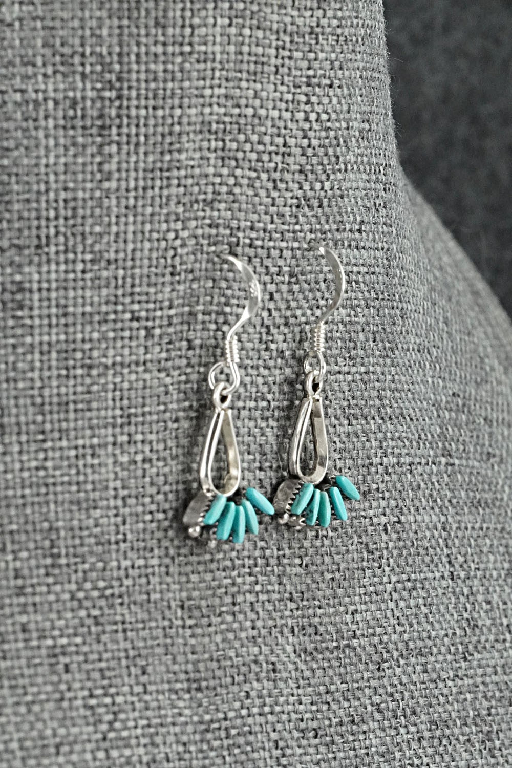 Turquoise & Sterling Silver Necklace and Earrings Set - Mildred Ukestine