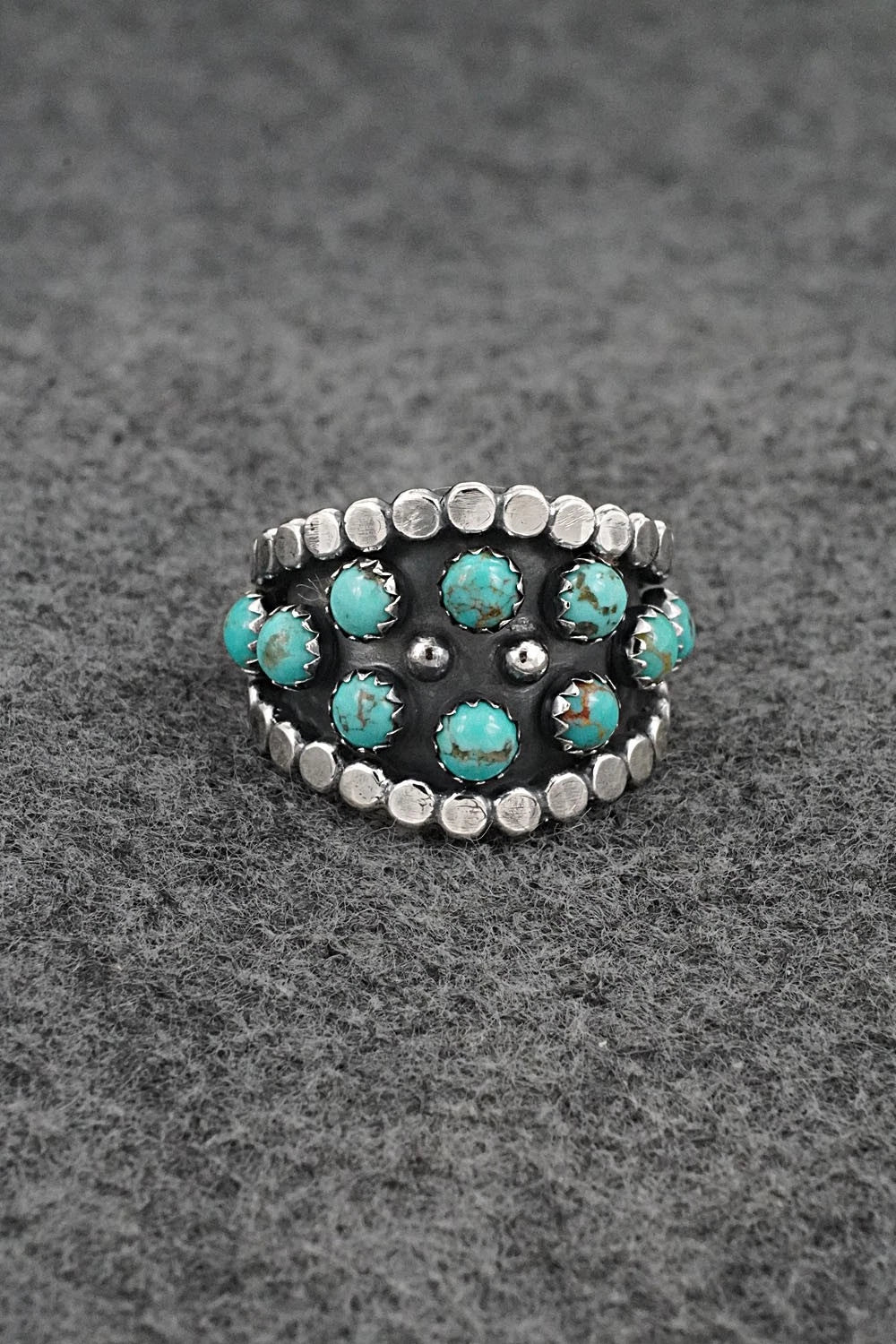 Turquoise & Sterling Silver Ring - Kenny Lonjose - Size 7