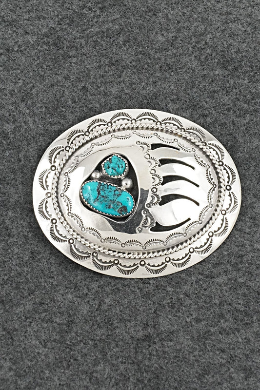 Turquoise & Sterling Silver Belt Buckle - Wilbert Muskett Sr.