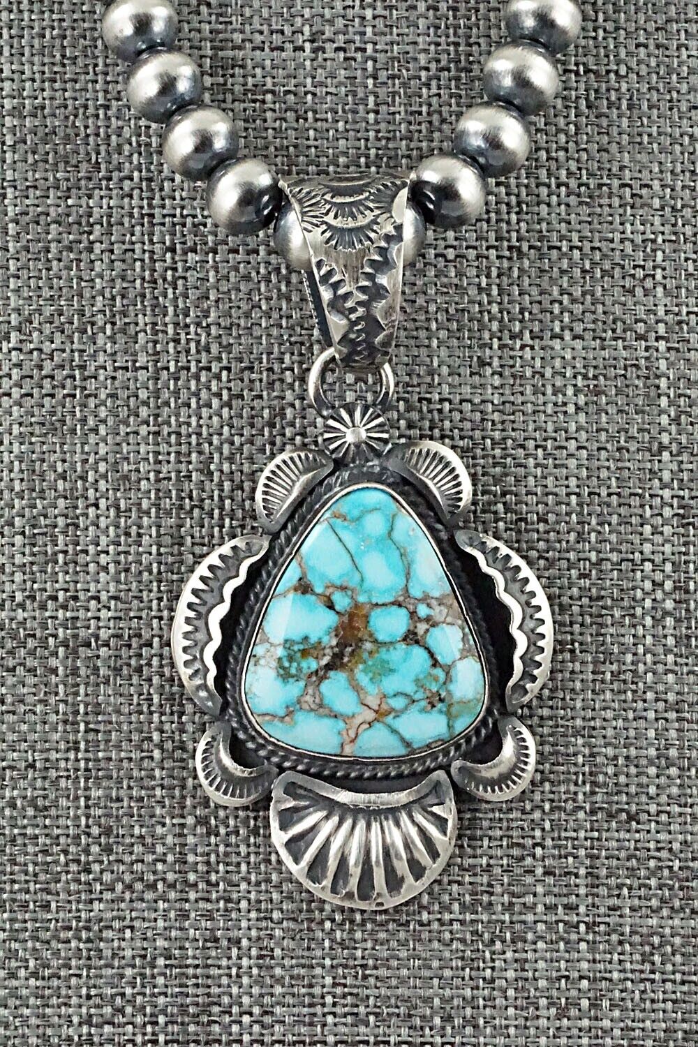 Turquoise and Sterling Silver Necklace - Gilbert Tom