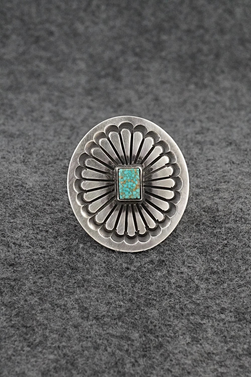 Turquoise & Sterling Silver Ring - Calvin Martinez - Size 8