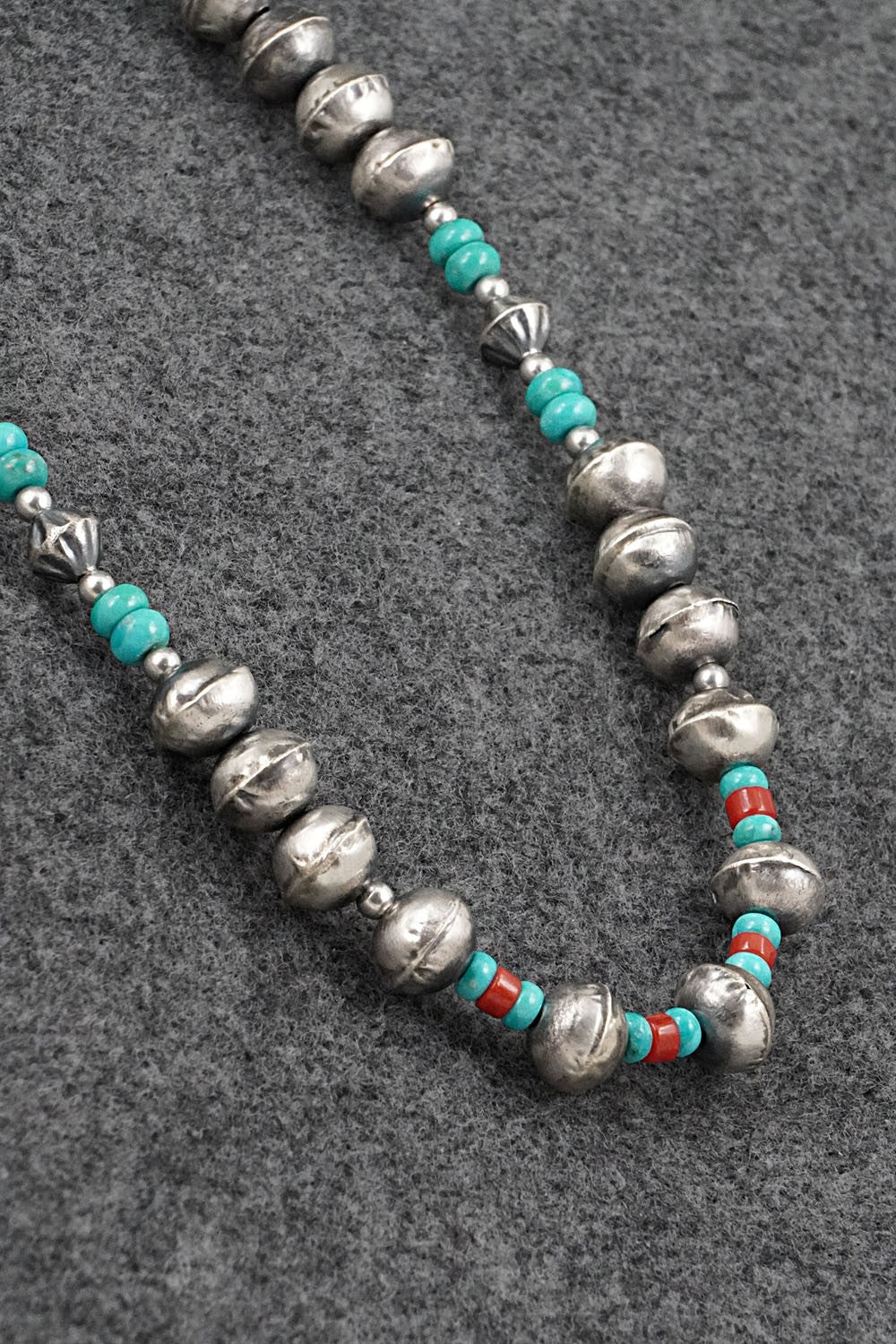 Multi-Stone & Sterling Silver Navajo Pearl Necklace 20" - Vintage