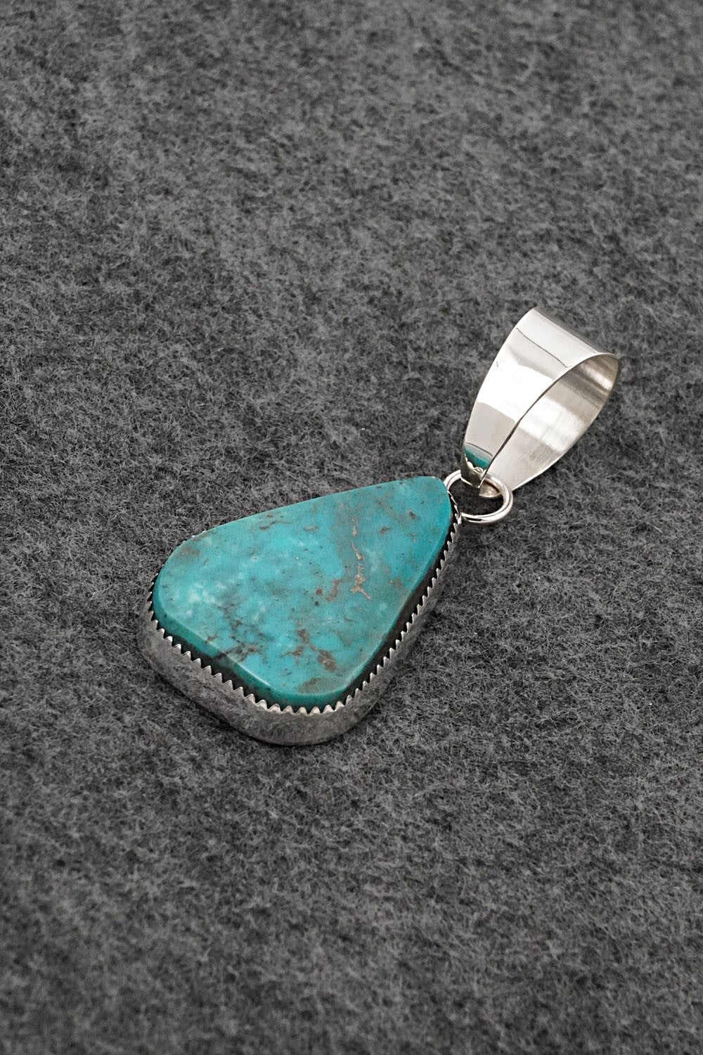 Turquoise and Sterling Silver Pendant - Leslie Nez