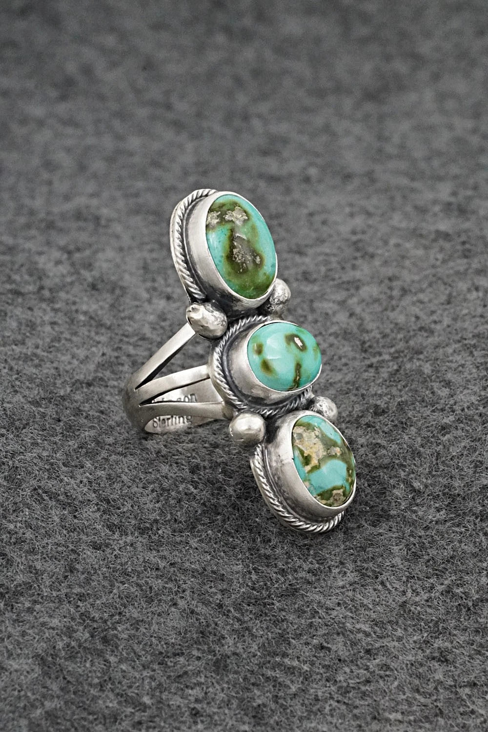 Turquoise & Sterling Silver Ring - Bobby Johnson - Size 7.5