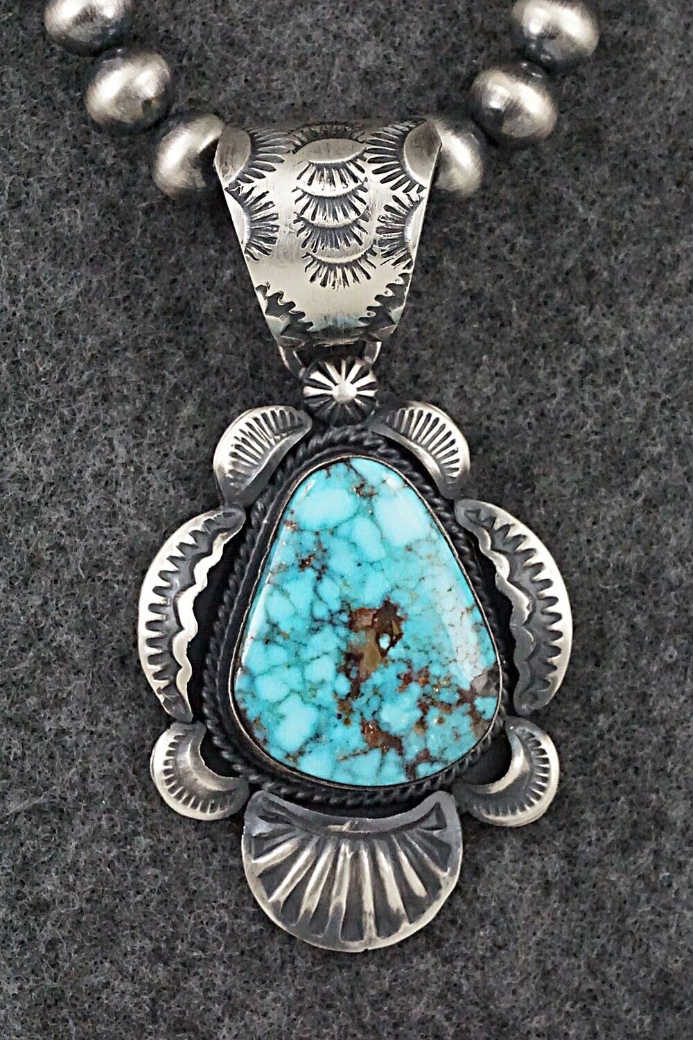 Turquoise & Sterling Silver Necklace - Gilbert Tom