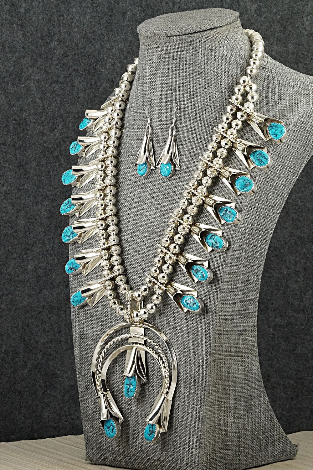Turquoise & Sterling Silver Squash Blossom Set - Louise Yazzie