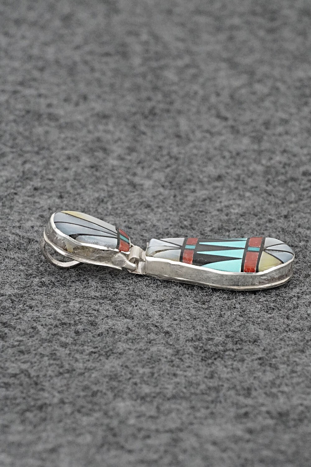 Multi Stone & Sterling Silver Inlay Pendant - Ola Eriacho