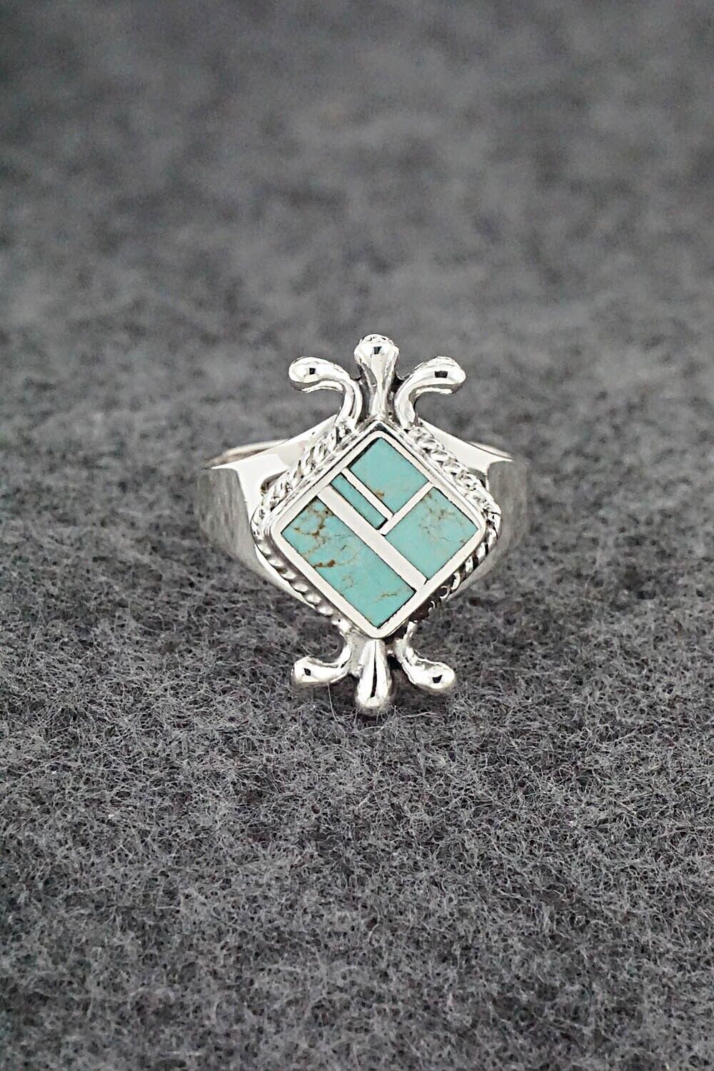 Turquoise & Sterling Silver Inlay Ring - James Manygoats - Size 7