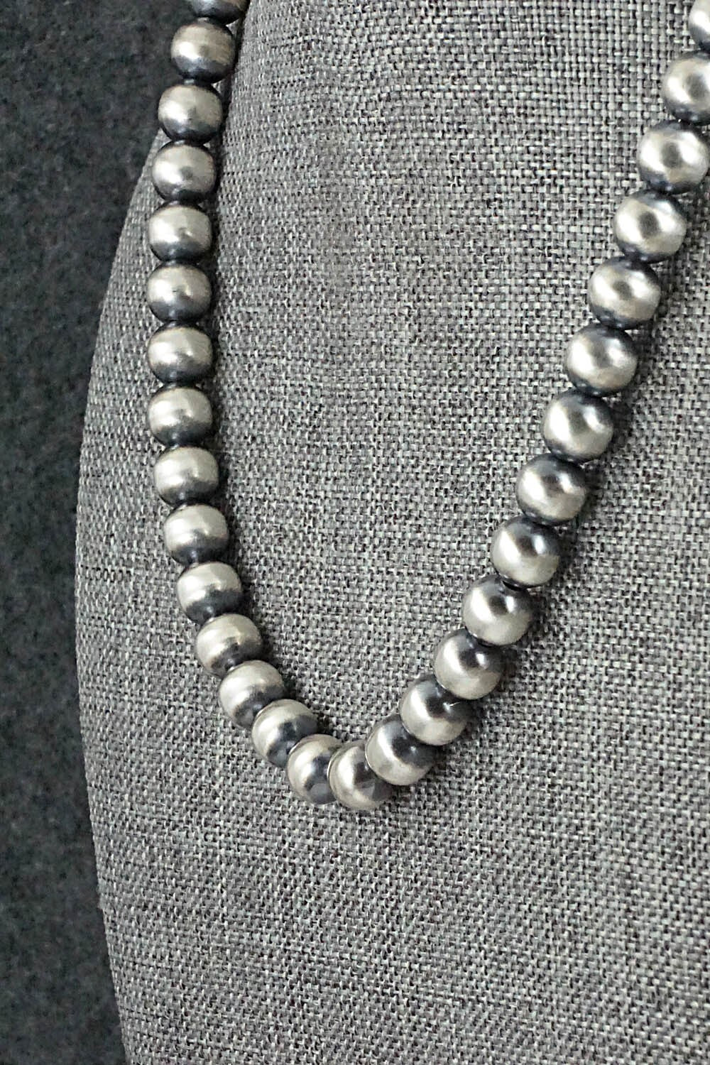 Sterling Silver Navajo Pearl Necklace 16" - Dorinda Mariano