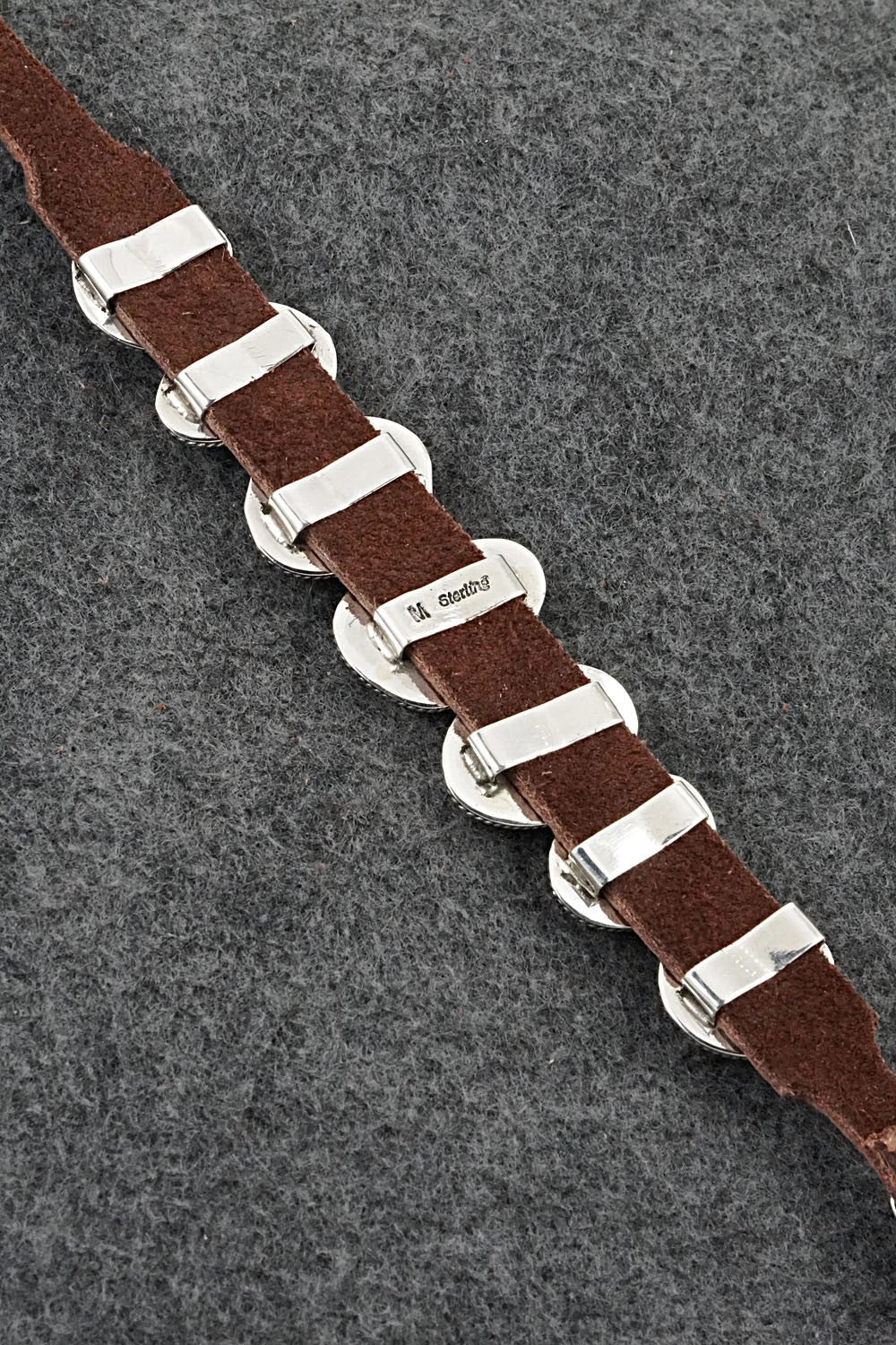 Turquoise, Spiny Oyster, Sterling Silver & Leather Bracelet - Marlene Ramone