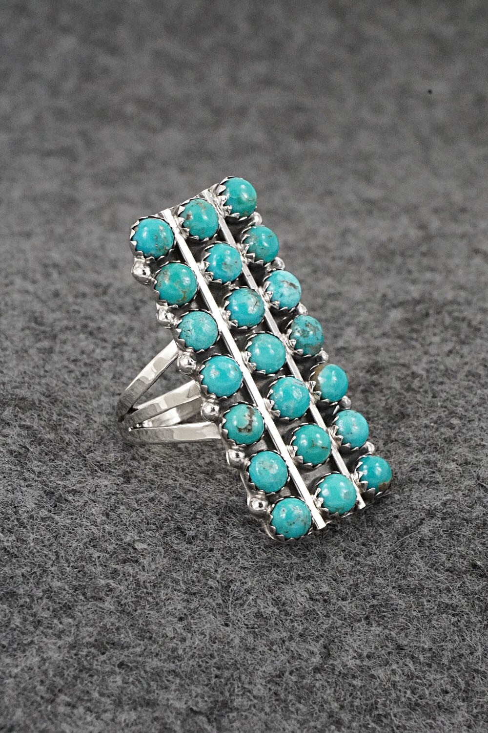 Turquoise & Sterling Silver Ring - Kenny Lonjose - Size 6.5
