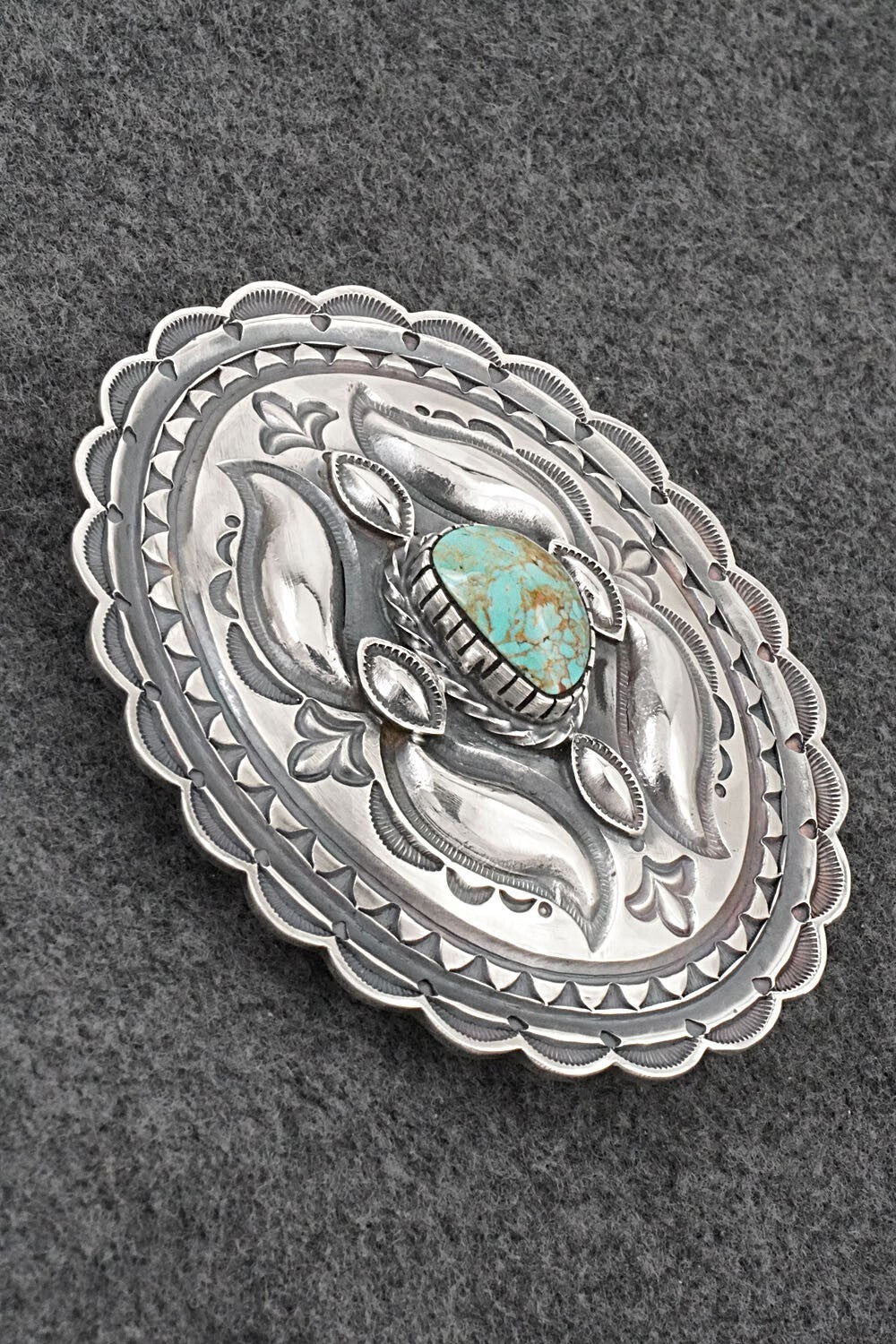 Turquoise & Sterling Silver Belt Buckle - Roland Dixson