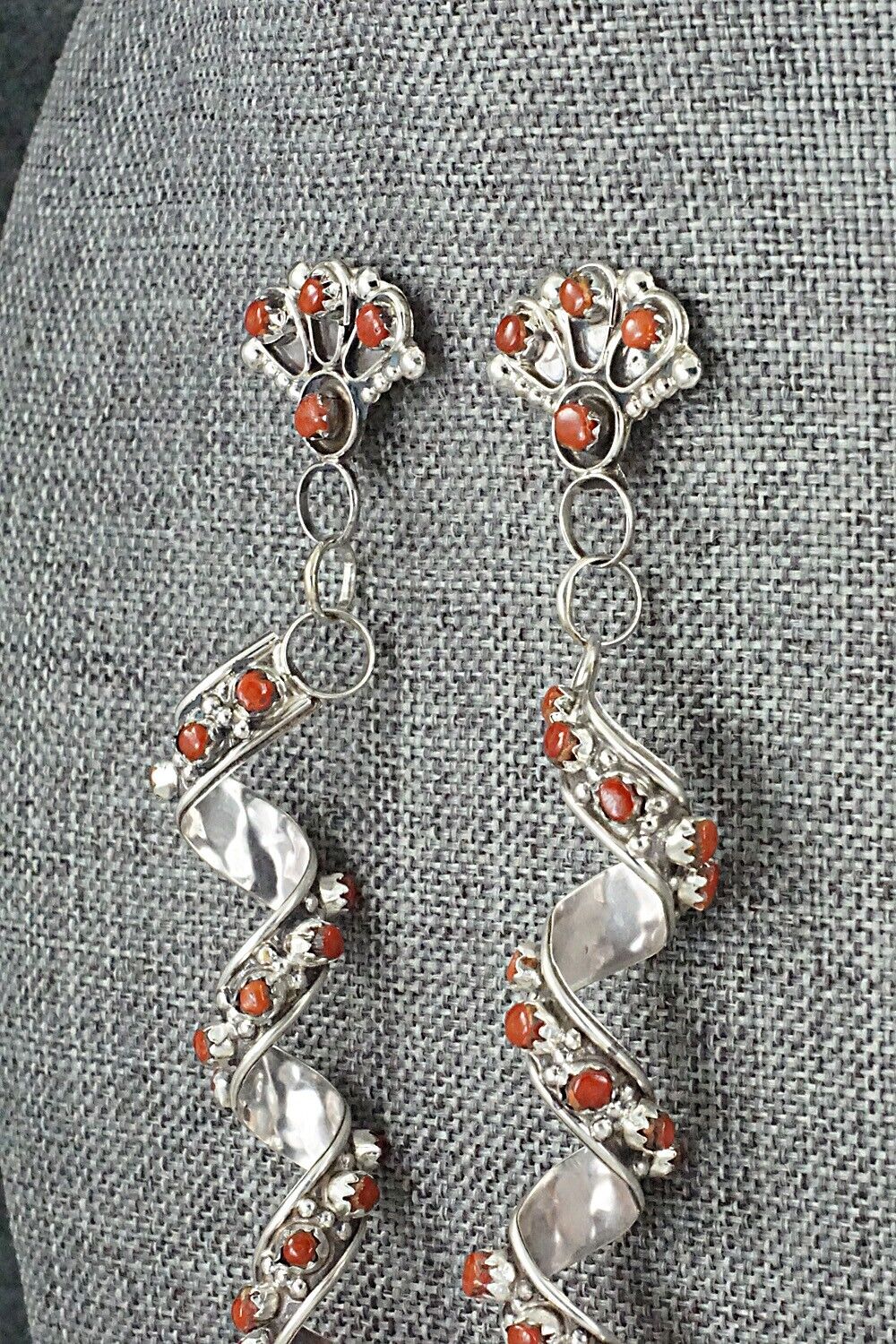 Coral & Sterling Silver Earrings - Joanne Cheama