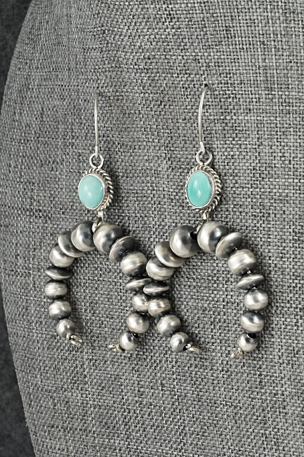 Turquoise & Sterling Silver Navajo Pearl Earrings - Rena Begay