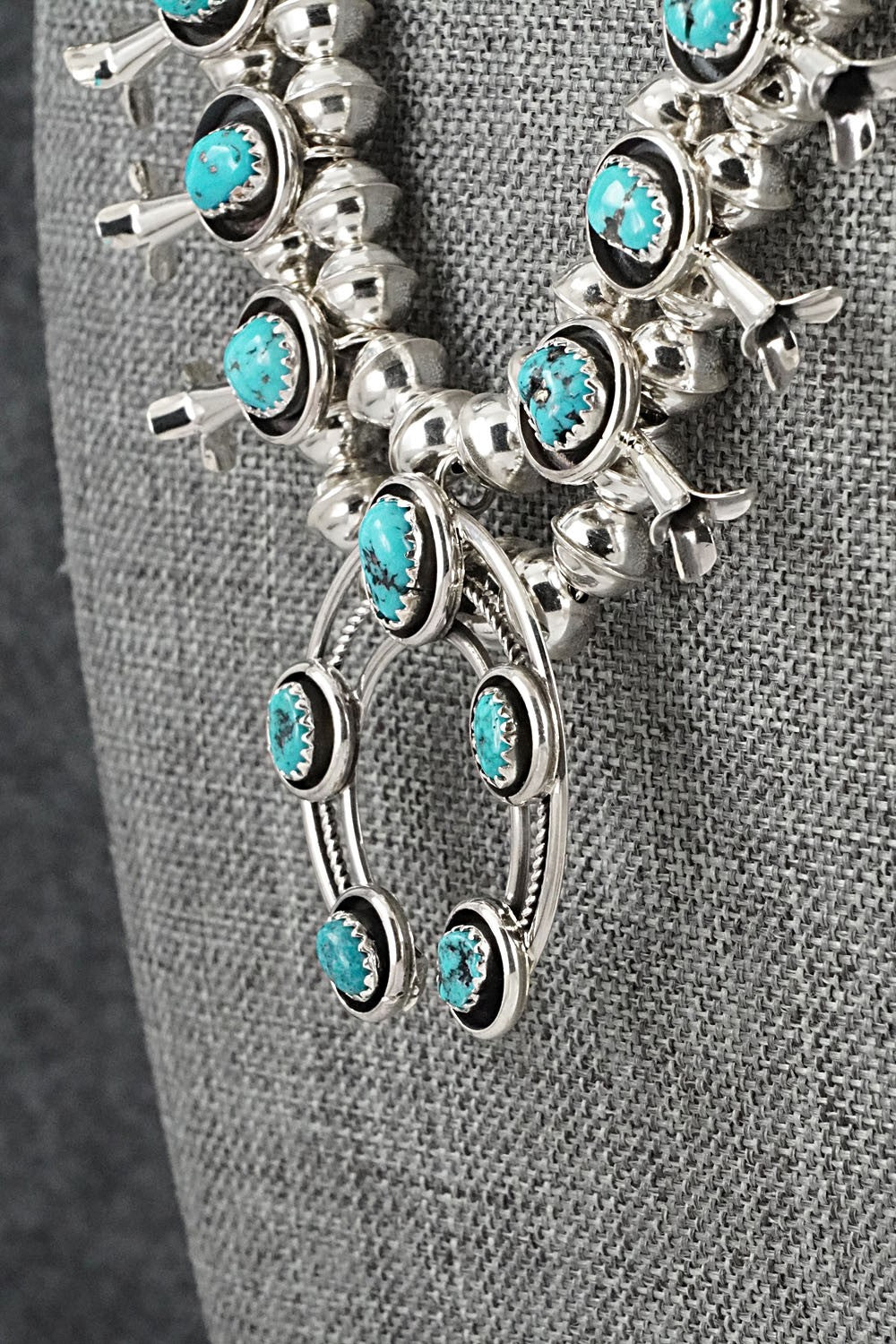 Turquoise & Sterling Silver Mini Squash Blossom Set - Phil Garcia