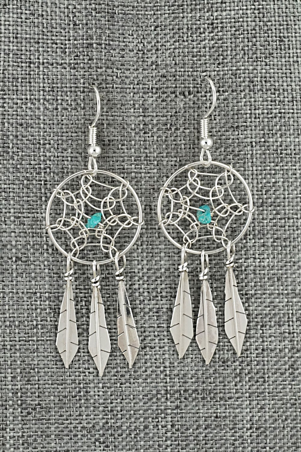 Turquoise & Sterling Silver Earrings - Lorenzo Arviso Jr.
