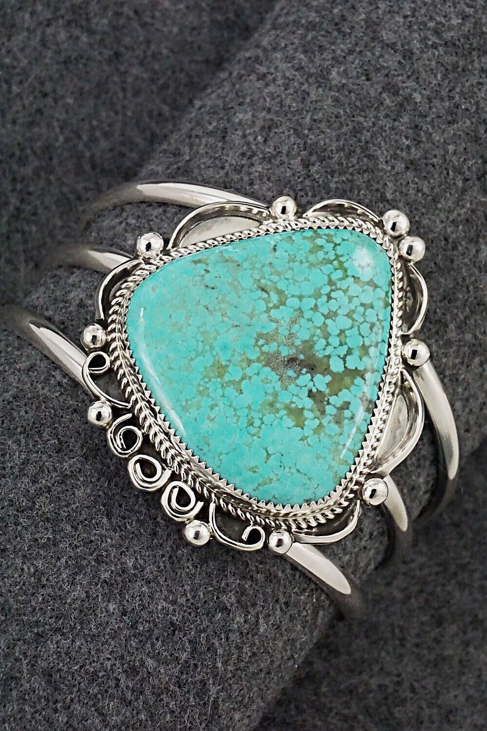 Turquoise & Sterling Silver Bracelet - Leslie Nez