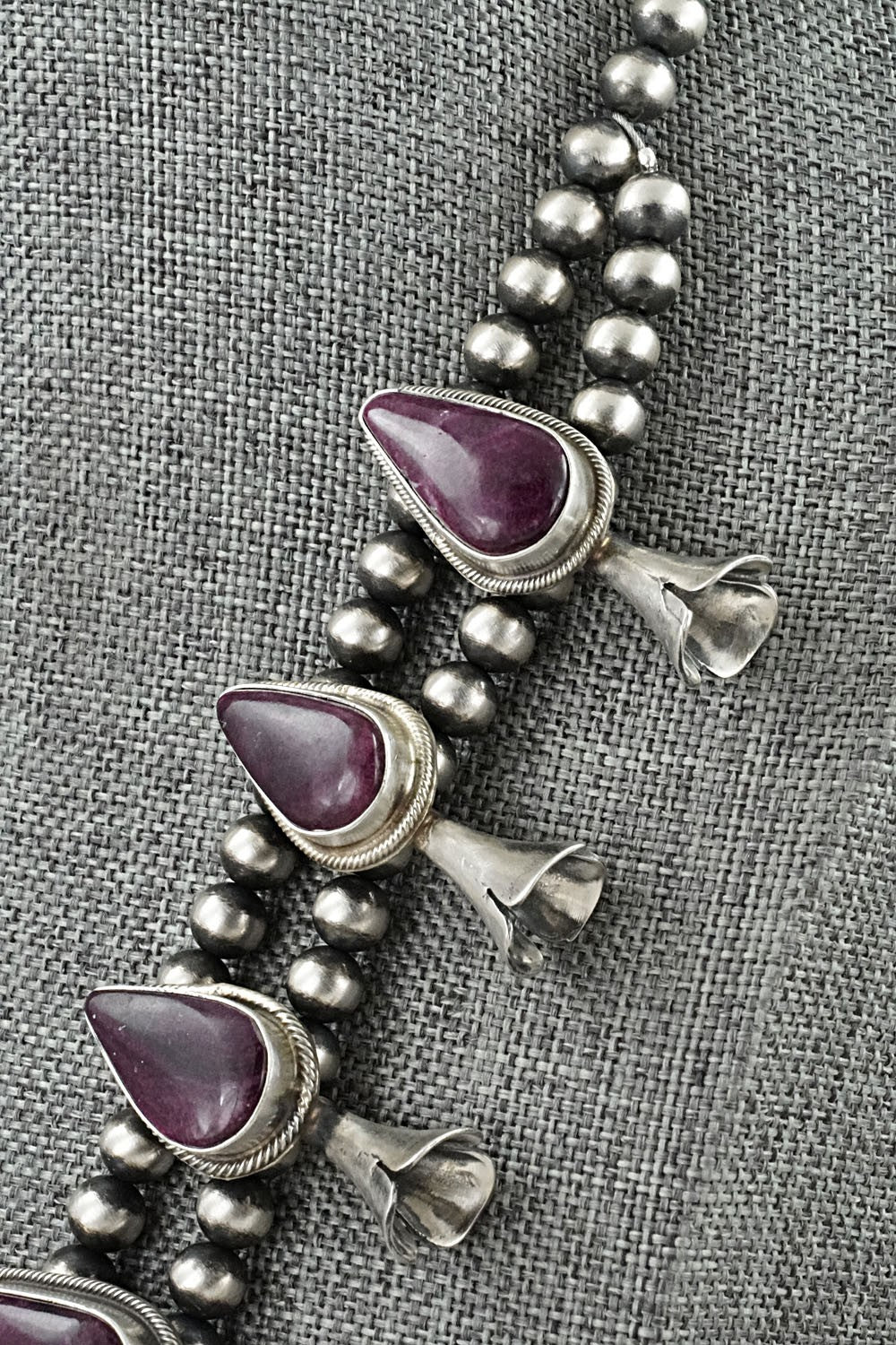 Spiny Oyster & Sterling Silver Squash Blossom Set - Kathleen Livingston