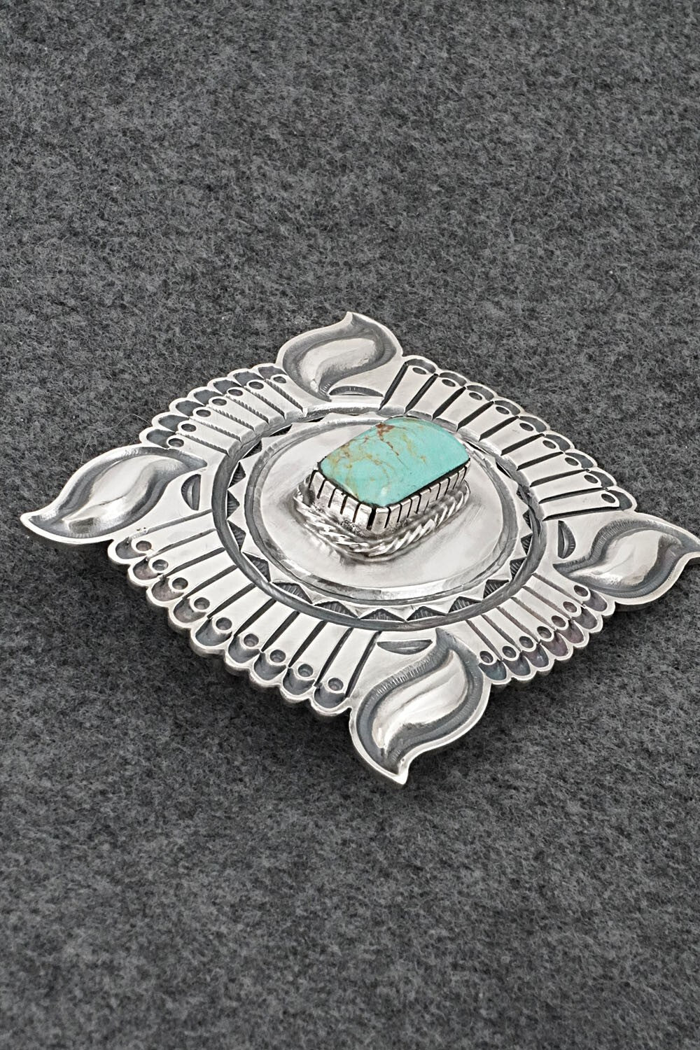 Turquoise & Sterling Silver Belt Buckle - Roland Dixson