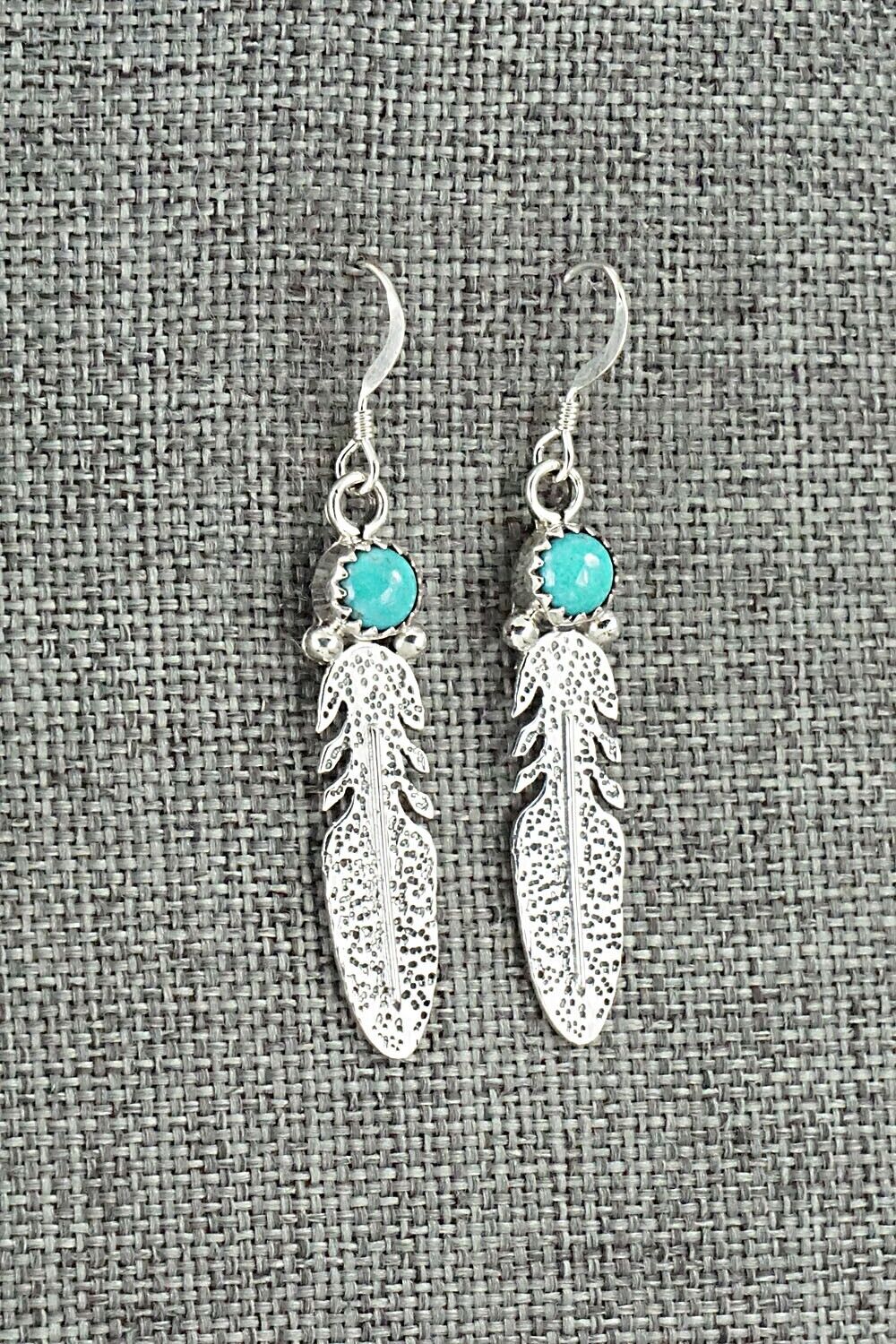 Turquoise & Sterling Silver Earrings - Lee Shorty