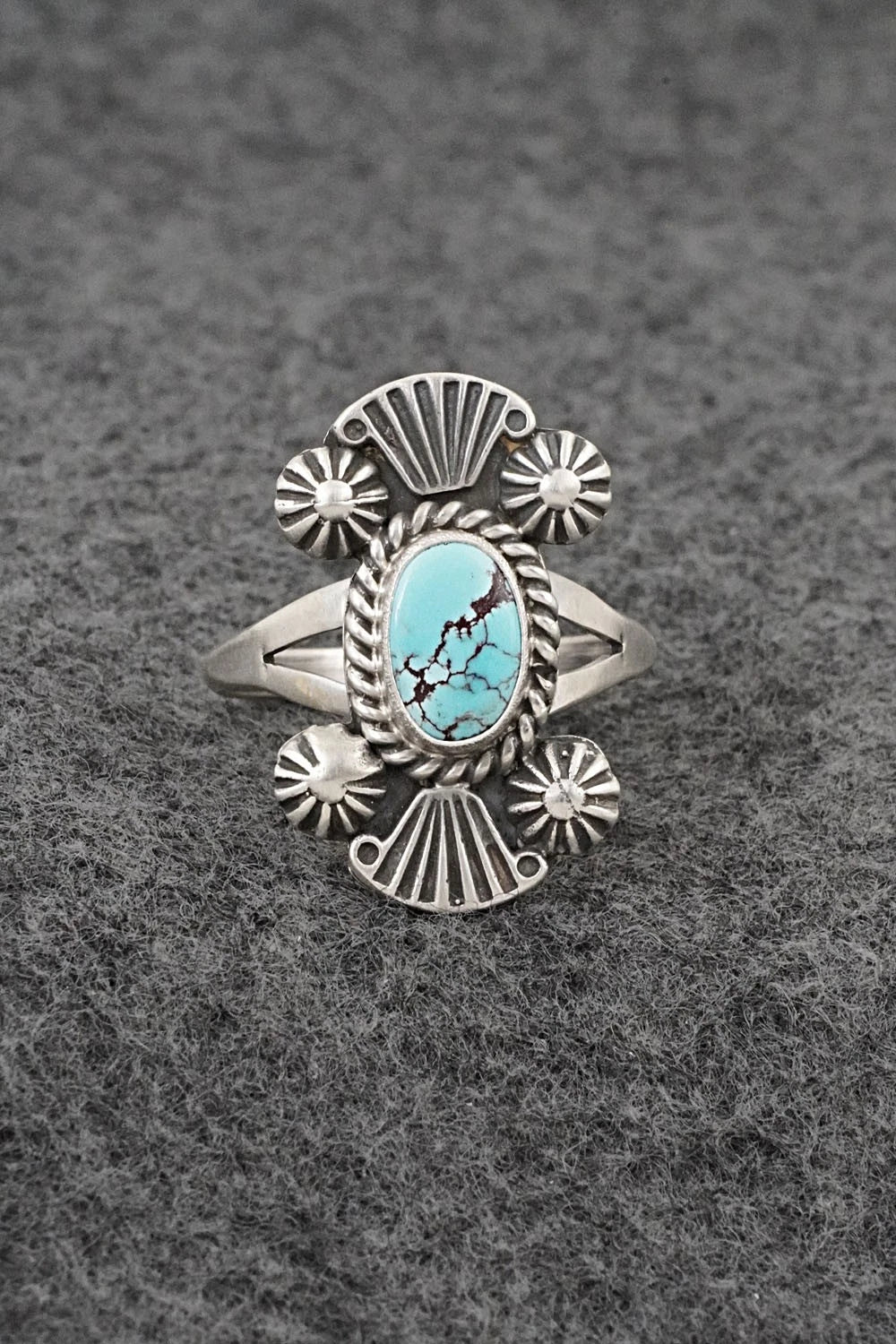 Turquoise and Sterling Silver Ring - Jerryson Henio - Size 9.75