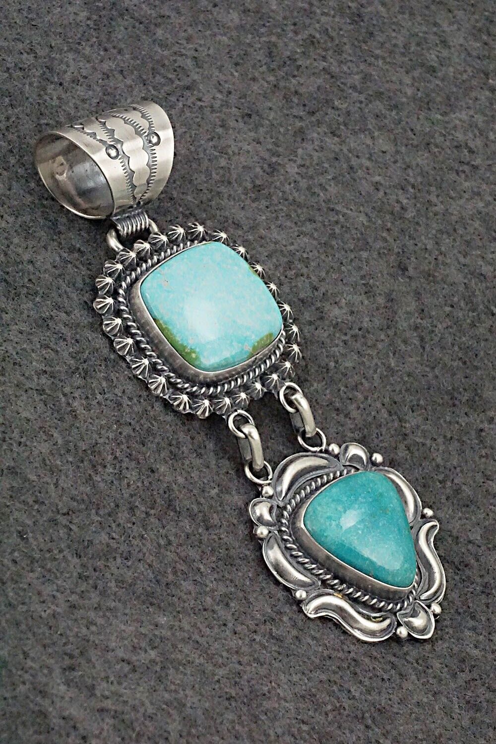 Turquoise & Sterling Silver Pendant - Raymond Delgarito
