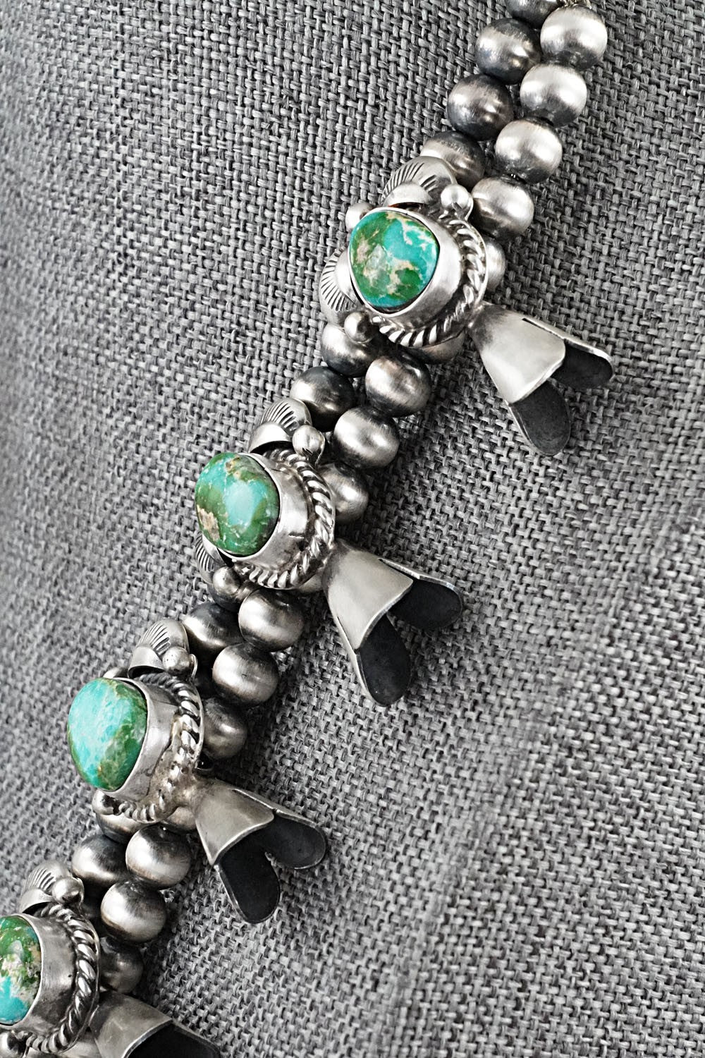 Turquoise & Sterling Silver Squash Blossom Set - Vernon Johnson