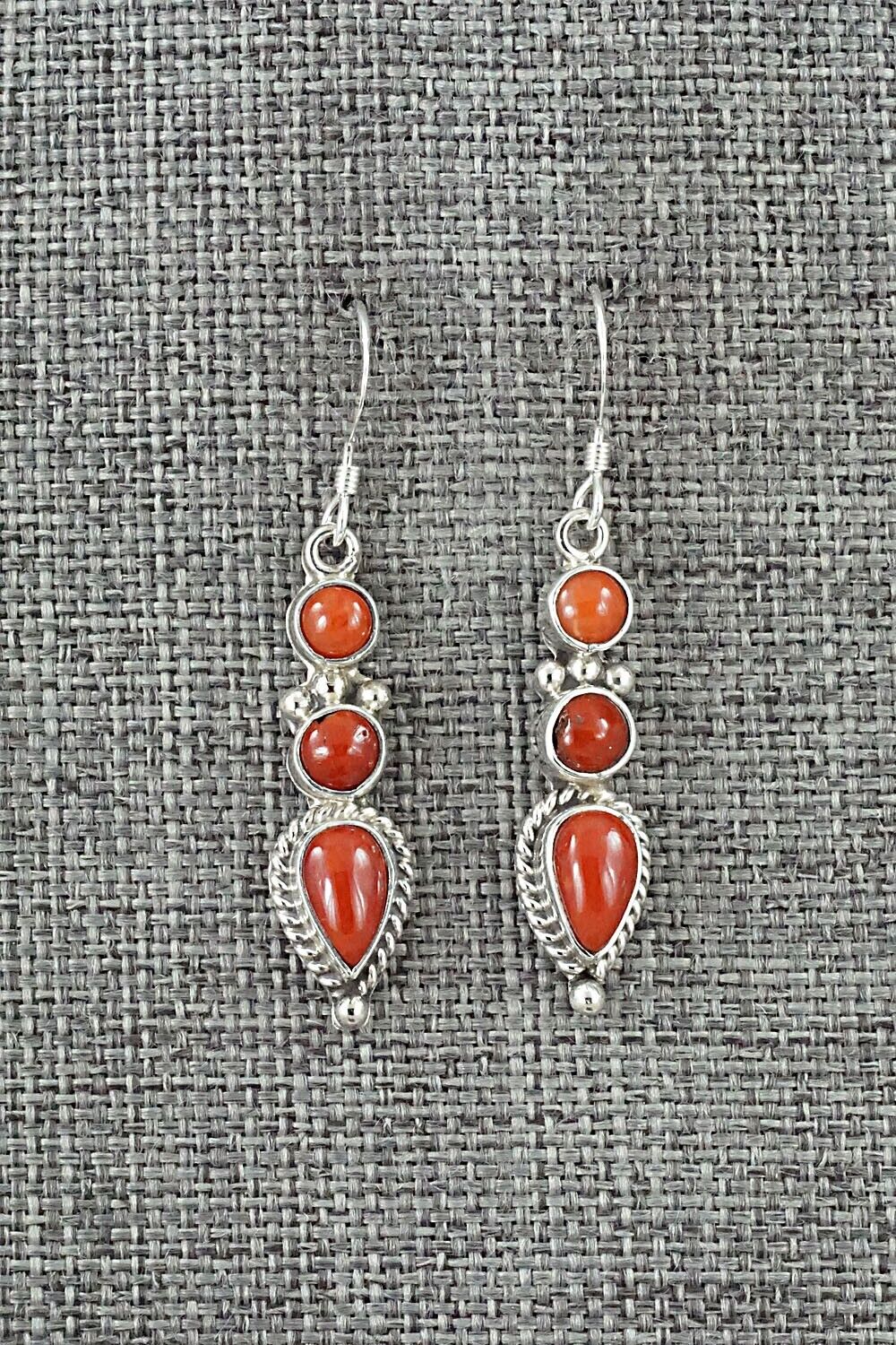 Coral & Sterling Silver Earrings - Verley Betone