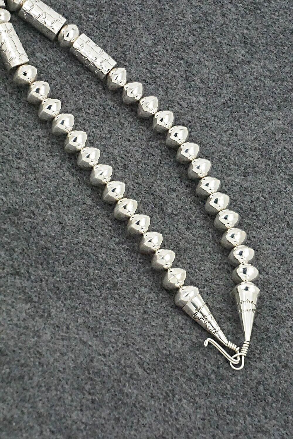 Sterling Silver Navajo Pearl Necklace 29" - Jeffery Castillo