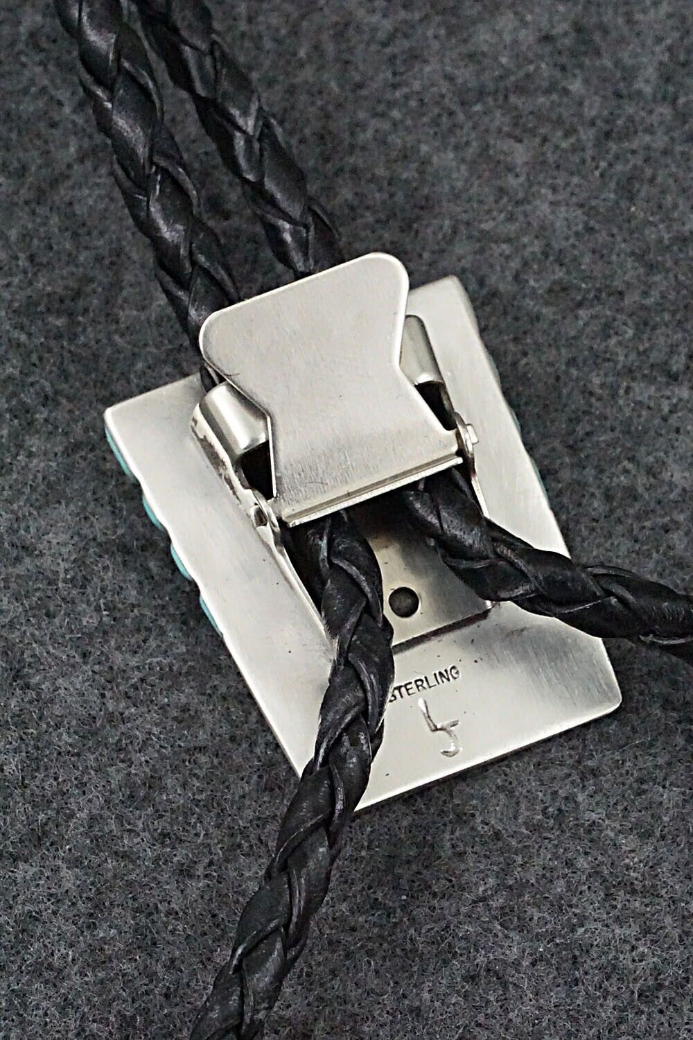 Turquoise & Sterling Silver Bolo Tie - Leonard Jim
