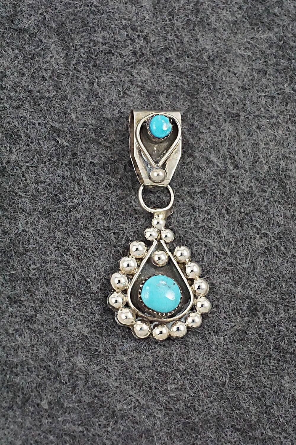Turquoise and Sterling Silver Pendant - Verdie Booqua