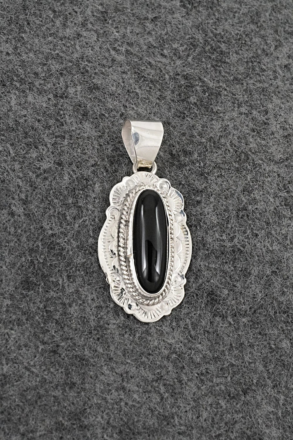 Onyx & Sterling Silver Pendant - Peggy Skeets