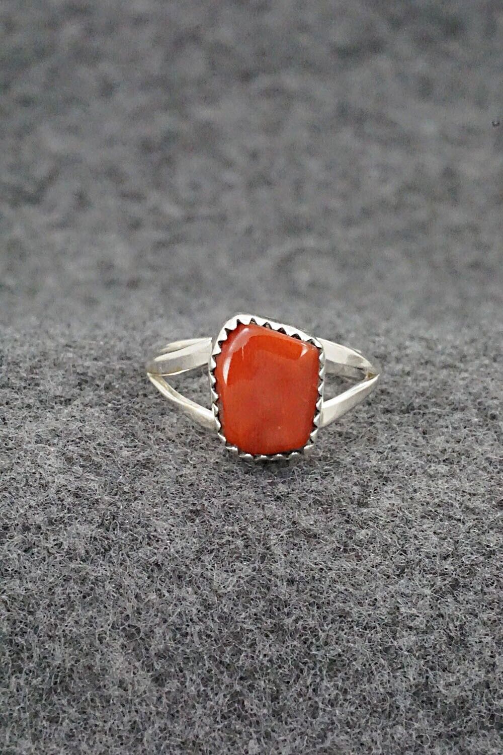Coral & Sterling Silver Ring - Letricia Largo - Size 6