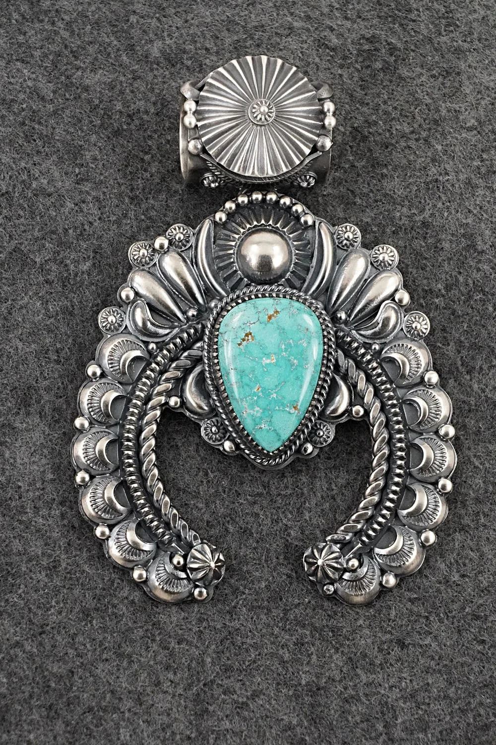 Turquoise & Sterling Silver Naja Pendant - Delbert Gordon