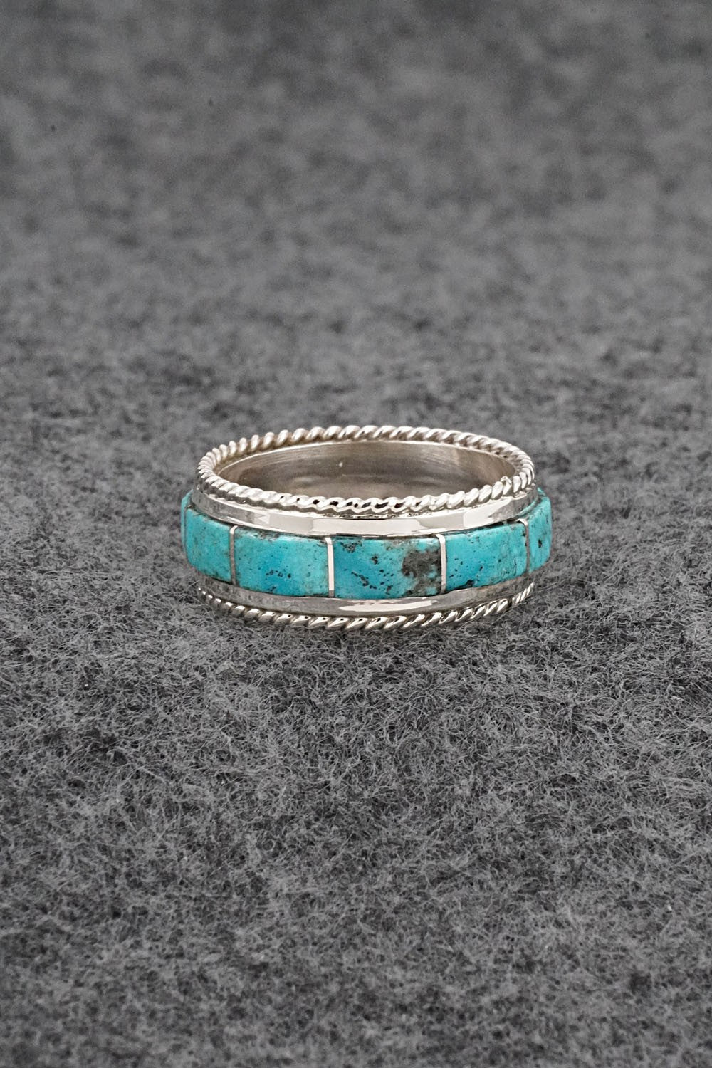 Turquoise & Sterling Silver Ring - Bruce Johnson - Size 8