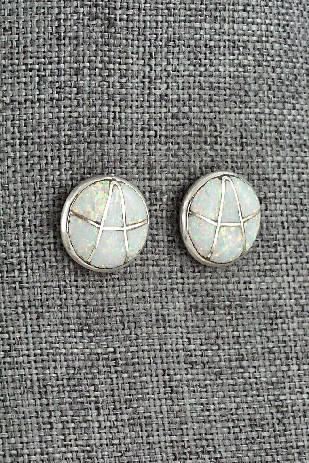 Opalite & Sterling Silver Inlay Earrings - Laurie Kallestewa
