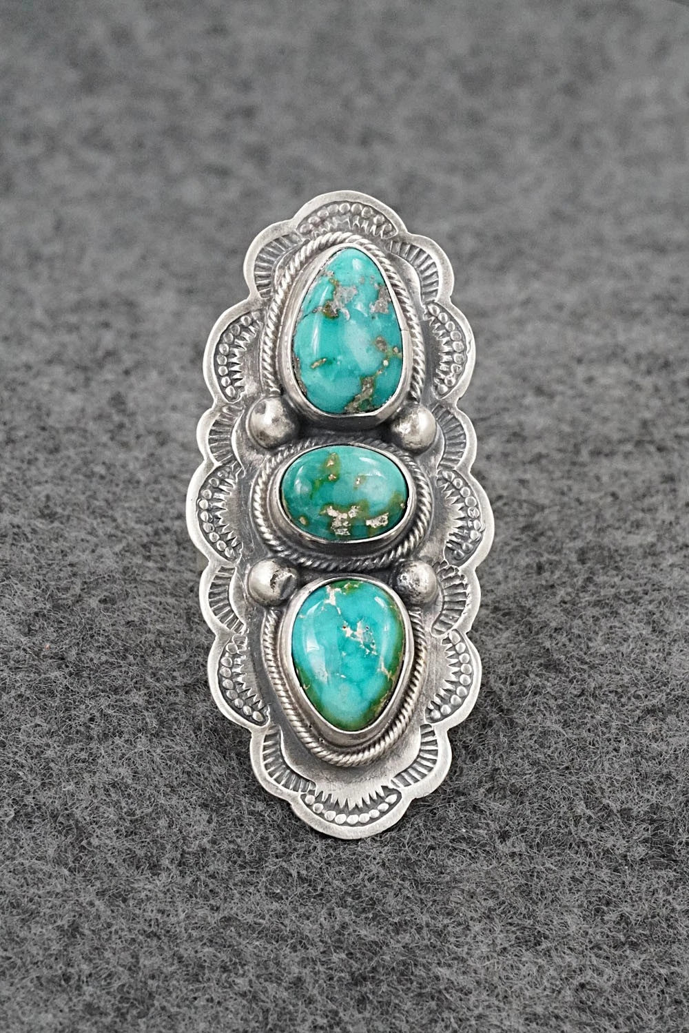 Turquoise & Sterling Silver Ring - Bobby Johnson - Size 9