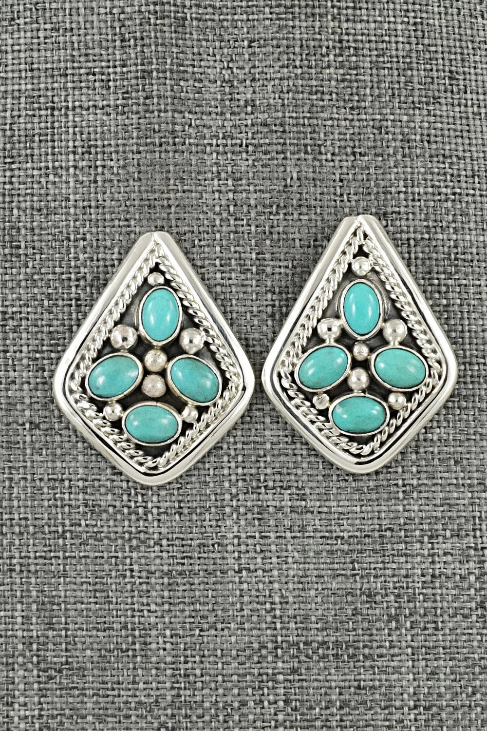 Turquoise & Sterling Silver Earrings - Chester Charley