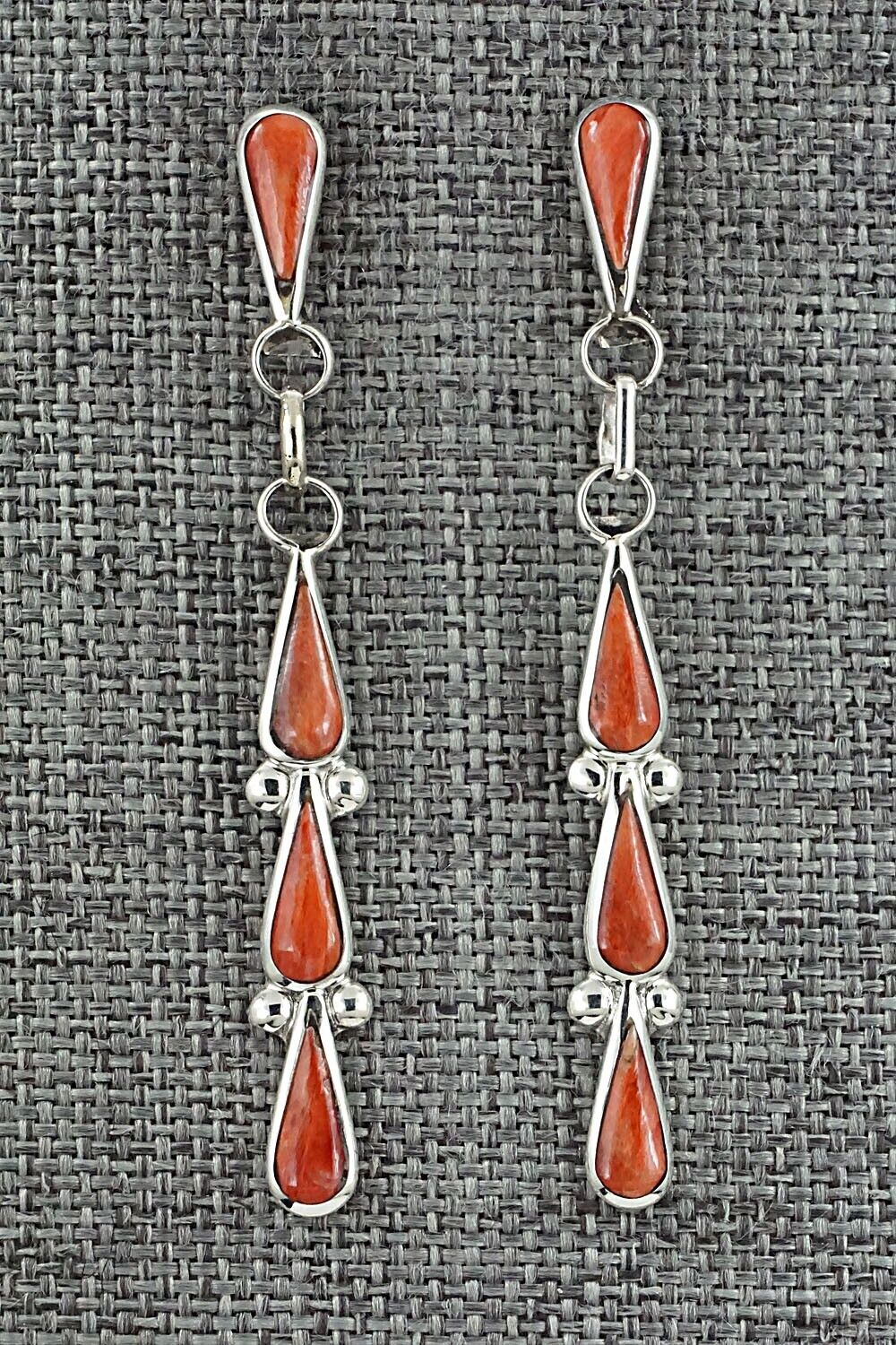 Spiny Oyster & Sterling Silver Earrings - Angela Gasper