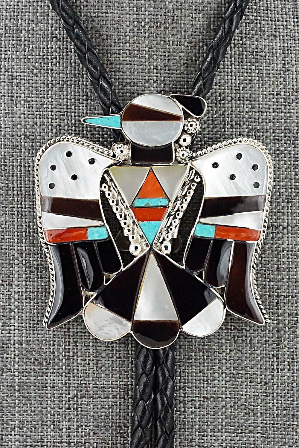 Multi-Stone & Sterling Silver Inlay Bolo Tie - Bobby Shack