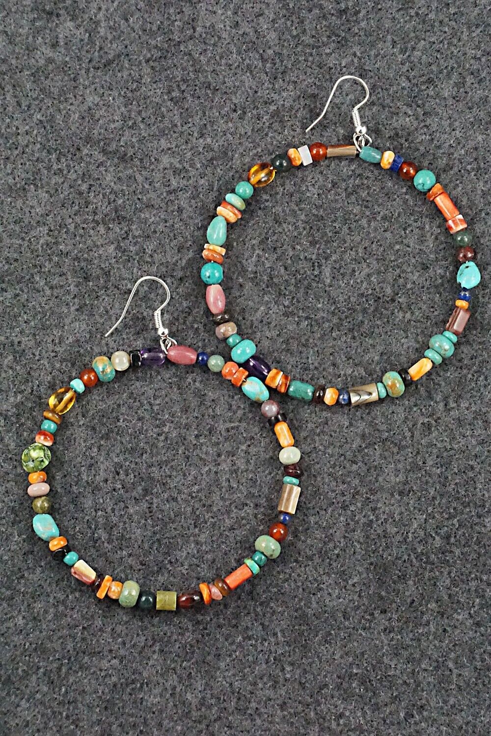 Multi-Stone & Sterling Silver Earrings - Helen Tsosie