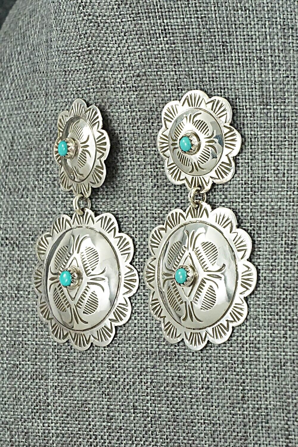 Turquoise and Sterling Silver Earrings - Bertha Begay