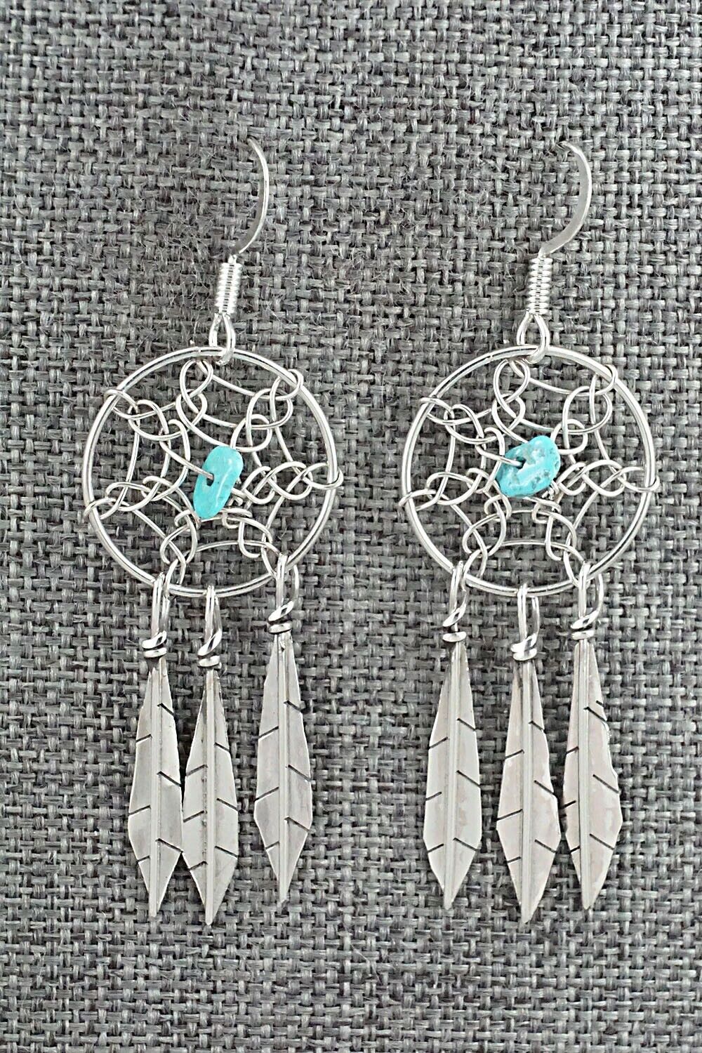 Turquoise & Sterling Silver Earrings - Lorenzo Arviso Jr.