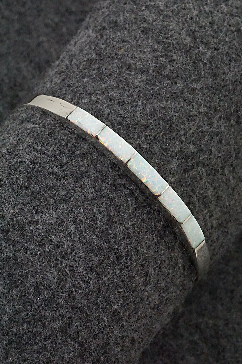Opalite & Sterling Silver Inlay Bracelet - Phyllis Albert