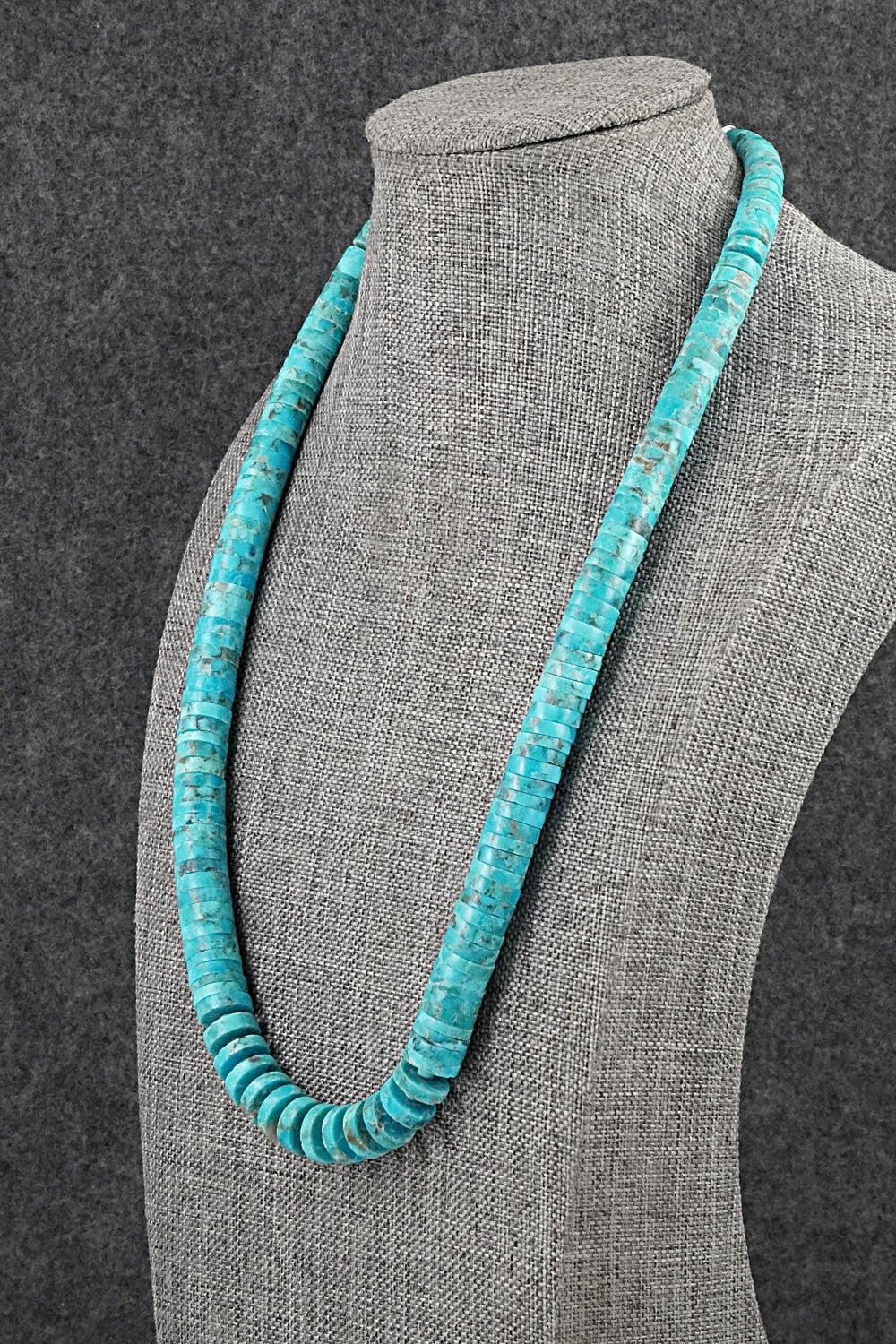 Turquoise & Sterling Silver Necklace 20" - Lupe Lovato
