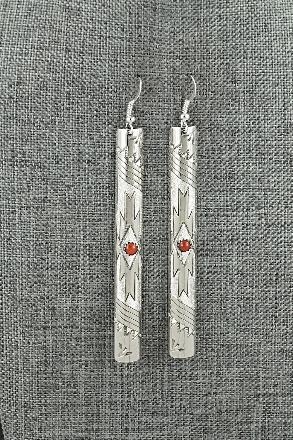 Coral & Sterling Silver Earrings - Zane Tahe